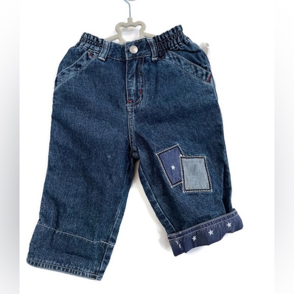 NWT Gap Kids unisex patchwork jeans, 6-12 months, size Medium, 17-22 Pounds, 27- - Picture 4 of 9